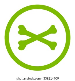 Bones vector icon. Style is flat rounded symbol, eco green color, rounded angles, white background.