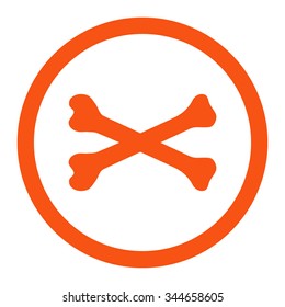 Bones vector icon. Style is flat rounded symbol, orange color, rounded angles, white background.