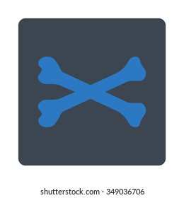 Bones vector icon. Style is flat rounded square button, smooth blue colors, white background.