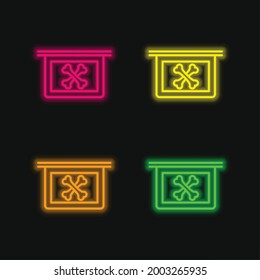 Bones X Ray Vision Four Color Glowing Neon Vector Icon