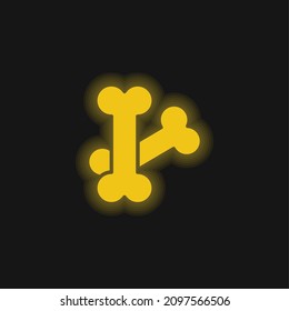 Bones yellow glowing neon icon