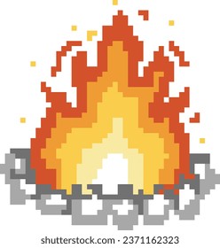 Bonfire 8Bit Pixel Vector Game