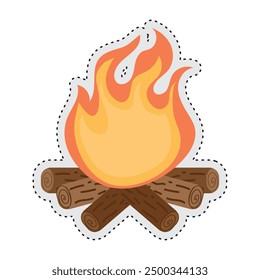 bonfire Autumn sticker icon Vector illustration