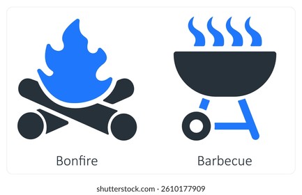 Bonfire and Barbecue icon concept