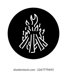 Bonfire black line icon. Natural element. Pictogram for web page, mobile app, promo.