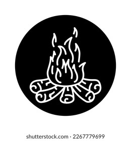 Bonfire schwarze Linie Symbol. Natürliches Element. Piktogramm für Webseiten, mobile App, Promo.