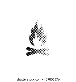 Bonfire - black vector icon;  halftone illustration