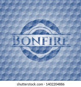 Bonfire blue emblem with geometric background. Vector Illustration. Detailed.