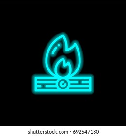 Bonfire blue glowing neon ui ux icon. Glowing sign logo vector