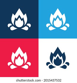 Bonfire blue and red four color minimal icon set