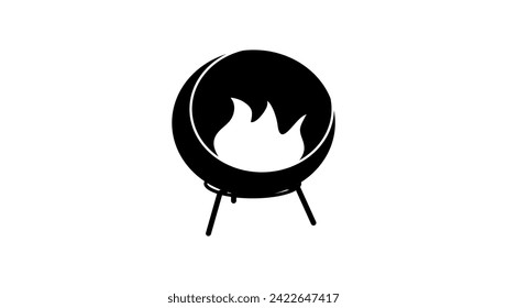 bonfire bowl, black isolated silhouette