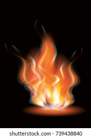 Bonfire with a bright flame - on a black background - art creative modern vector