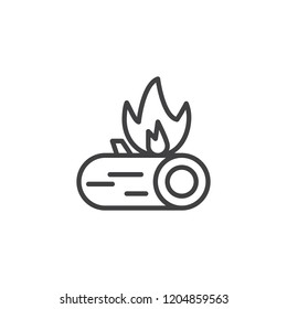 Bonfire burn outline icon. linear style sign for mobile concept and web design. Fireplace and campfire simple line vector icon. Flame and firewood symbol, logo illustration. Pixel perfect vector 