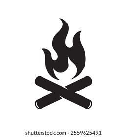 Bonfire with burning firewood logo design. Campfire simple sign illustration, vector.