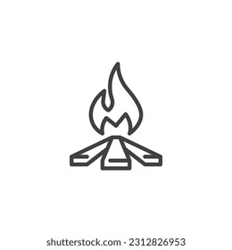 Bonfire burning line icon. linear style sign for mobile concept and web design. Campfire flame outline vector icon. Symbol, logo illustration. Vector graphics