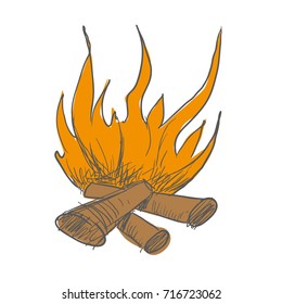 The bonfire burns. Languages of flame. Cut from the background. Vector Image for your designe