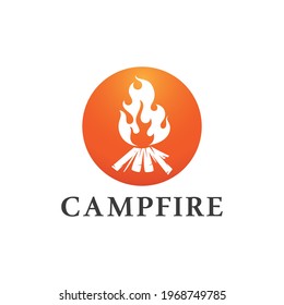 Bonfire Camp fire flame vintage retro logo design
