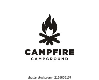Bonfire Camp fire flame vintage retro logo design. Usable for Business and Branding Logos. Flat Vector Logo Design Template.