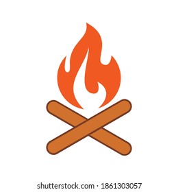 bonfire camp fire icon flat logo vector concept design