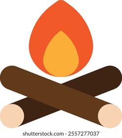 Bonfire Camp Flame Icon Vector Flat Illustration