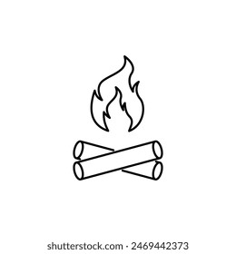 bonfire camp icon vector with flame design line style