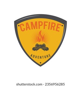 Bonfire Campfire Camp Fire place wood flame vintage retro logo design