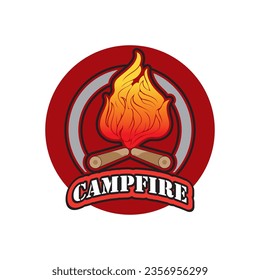 Bonfire Campfire Camp Fire place wood flame vintage retro logo design