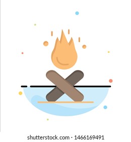 Bonfire, Campfire, Camping, Fire Abstract Flat Color Icon Template. Vector Icon Template background