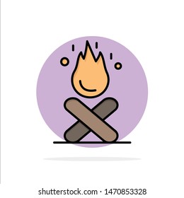 Bonfire, Campfire, Camping, Fire Abstract Circle Background Flat color Icon. Vector Icon Template background