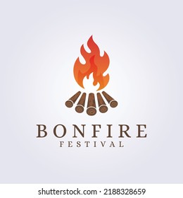 bonfire campfire festival isolated logo vector illustration design