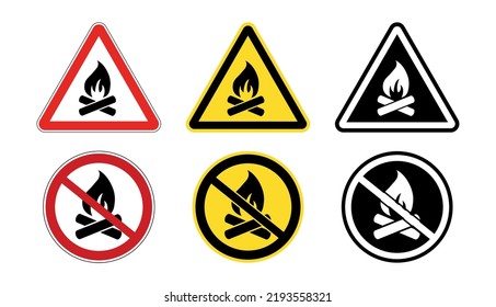 Bonfire or campfire sign set