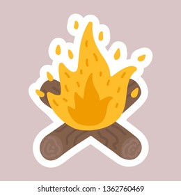 Bonfire campfire сamping sticker element cute vector illustration outdoor tourism journey travel