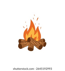 bonfire  or campfire vector isolated on white background. campfire, outdoor and camping vector.