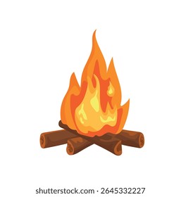 Bonfire, Camping, Forest travel. Flat vector clipart, illustration with isolated background.