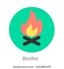 Bonfire and camping icon concept