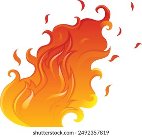 Bonfire cartoon. Fiery fire, bright fireball, hot flames and red hot bonfire, bonfire, red fiery flames isolated vector illustration. Animated shapes and squares