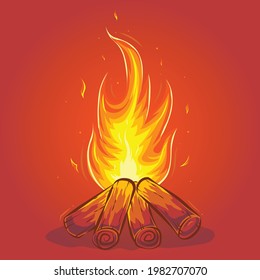 Bonfire cartoon illustration Premium Vector