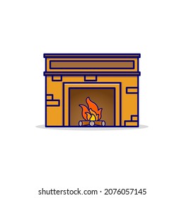 Bonfire cartoon style icon vector illustration. Warmer in winter 