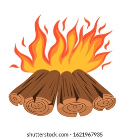 Bonfire in cartoon style Isolated on a white background. Vector graphics.