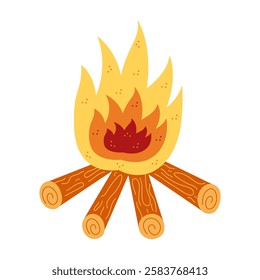 Bonfire for celebrating Shrovetide color. Hand drawn clip art for your project.