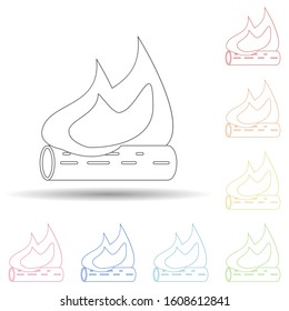 Bonfire colored in multi color style icon. Simple thin line, outline vector of camping icons for ui and ux, website or mobile application
