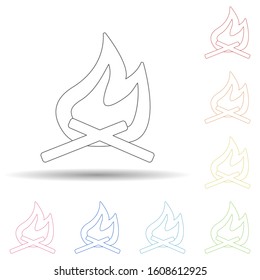Bonfire colored in multi color style icon. Simple thin line, outline vector of camping icons for ui and ux, website or mobile application