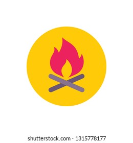 Bonfire - concept colored icon in flat graphic design style. Sign for website, mobile application, presentation, infographic. Camping fire flame symbol. Vector illustration. 