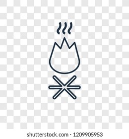 Bonfire concept vector linear icon isolated on transparent background, Bonfire concept transparency concept in outline style