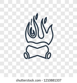 Bonfire concept vector linear icon isolated on transparent background, Bonfire concept transparency concept in outline style