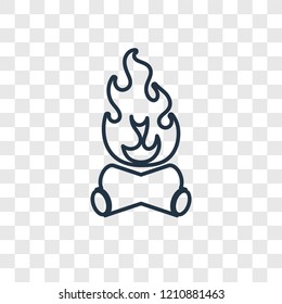 Bonfire concept vector linear icon isolated on transparent background, Bonfire concept transparency concept in outline style
