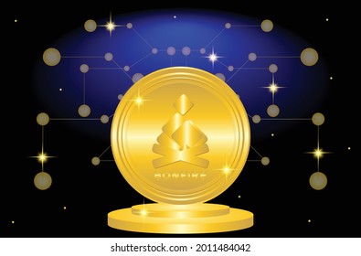 Bonfire crypto coin on stage with futuristic background. vector eps10