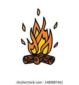 bonfire doodle icon, vector illustration