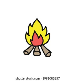 bonfire doodle icon, vector illustration.
