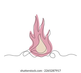bonfire, fire, hand-drawn, continuous monoline, drawing in one line